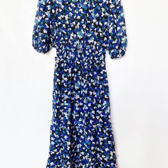 Boohoo Floral Chiffon Puff Sleeve Midi Dress Size 4 - Picture 3 of 15